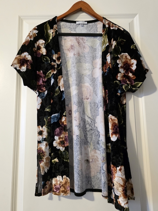 Persaya Tops - Crushed Velvet Floral Duster Kimono Gothic Chic Boho Festival Womens M Persaya